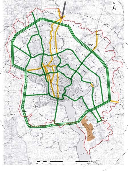 (2) Infrastructure Layout The Project for the Strategic Urban Development Plan of the Greater Yangon 2018 2025 Improvement of E W Corriror 2 Legend: : Road to be constructed : Completed Road :