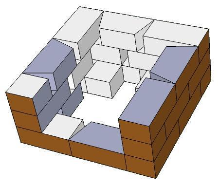 There will be a gap between the blocks and the insert of approximately 1 to 2. Now ensure the blocks in row 2 are level, remove them one by one and glue to the blocks below.