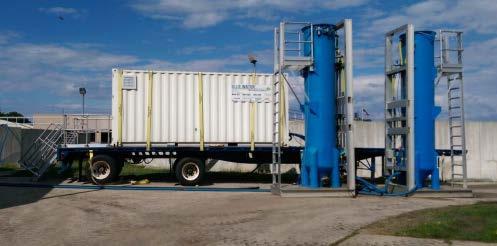 A pilot trailer (shown in Figure 4) was brought to the Waukesha WRRC for approximately two weeks. The pilot was adjusted to meet target effluent phosphorus concentrations of 0.075 mg/l and 0.03 mg/l.