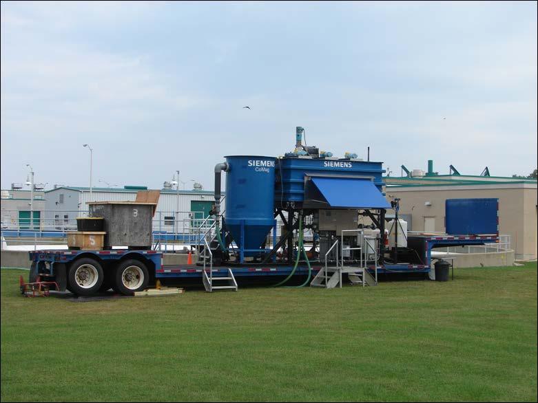 Figure 5. CoMag Pilot Trailer Onsite at Fond du Lac, Wisconsin WRRC. RESULTS Test A Results of the Waukesha WRRC multipoint chemical feed pilot test are shown in Figure 6.