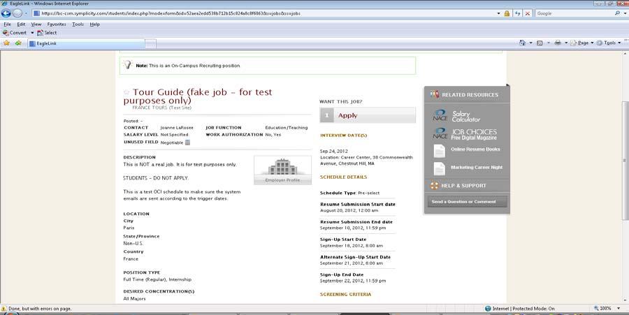 Applying for Jobs Click on the Job Title to view details about the position, interviews, and requirements for submission.