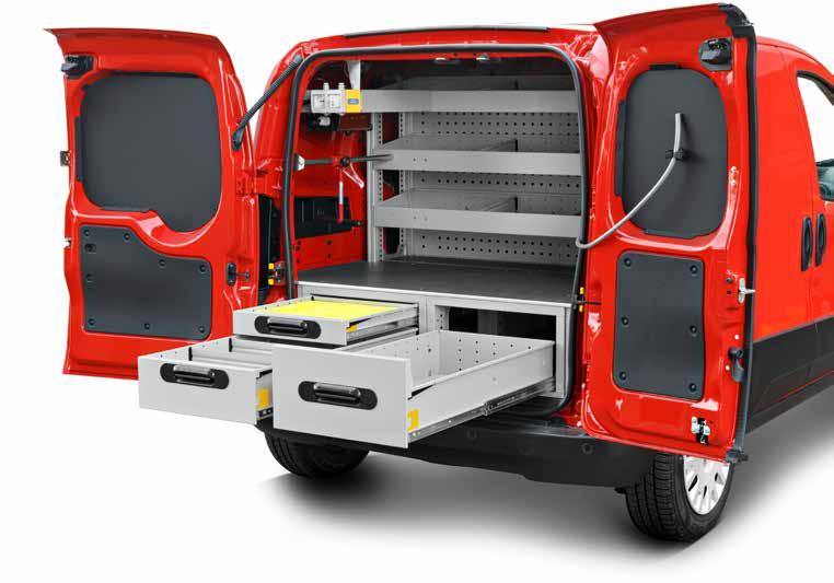REVOLUTION MIX VAN RACKING SYSTEM FLEXIBLE AND FUNCTIONAL A steel core with an aluminum structure.
