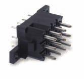 PCB Mounted Connectors Pin Contacts Mates with Free Plug, see page 8. Integrally molded flanges. Contacts are on a 5,08 (.200) grid, symmetrical on center lines. Recommended PCB hole Ø1,15 (.045).