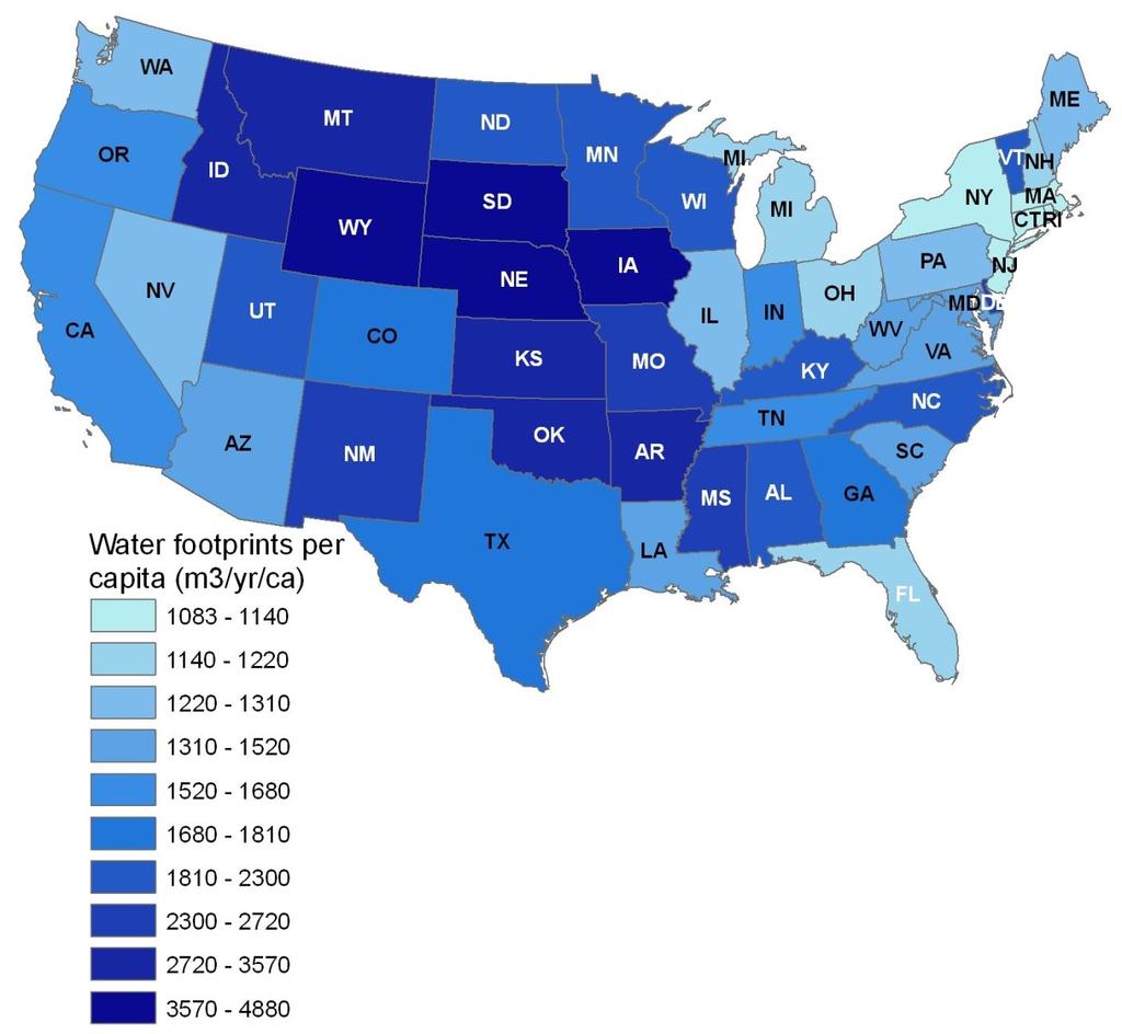 Water footprint of U.S.