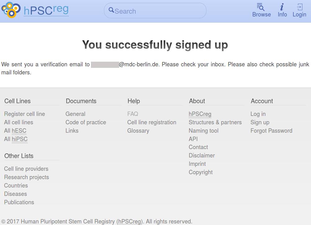 eu/signup 2) Upon filling out the on-line form and clicking "Sign Up", the system will confirm the receipt