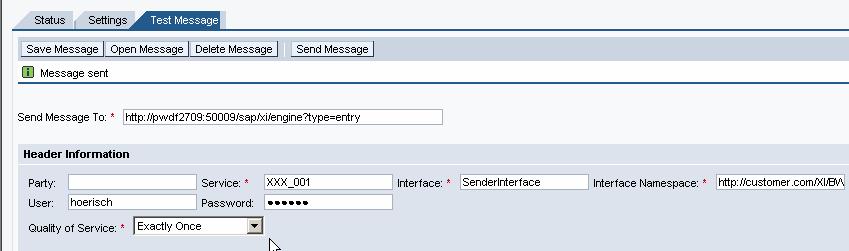 Service: XXX_001 Interface: SenderInterface Interface Namespace: