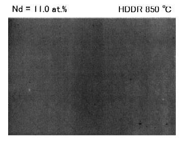 It was found that the alloy containing 11.0 at% Nd led to a powder that showed little to no coercivity, as was shown in figure 3.2.26. Further analysis of the microstructure showed that the 11.