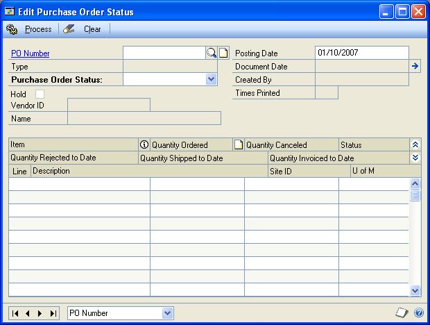 CHAPTER 12 PURCHASE ORDER MAINTENANCE To remove a purchase order with a Released, Received, or Change Order status, close the purchase order, transfer it to history (if you re keeping history) using