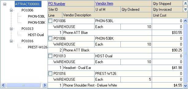 CHAPTER 17 INVOICE RECEIPT ENTRY only the information about that object is displayed in the scrolling window. To display all information for a vendor, you must select the vendor ID in the tree view.
