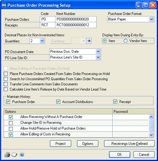 CHAPTER 1 MODULE SETUP Set up item sites Set up inventory and purchasing accounts in the Posting Accounts Setup window To view the Posting Accounts Setup window, choose Tools >> Setup >> Posting >>