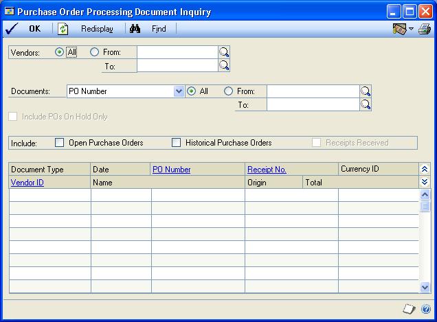 PART 4 INQUIRIES AND REPORTS Viewing purchasing documents Use the Purchase Order Processing Document Inquiry window to view information about documents you ve entered in Purchase Order Processing.