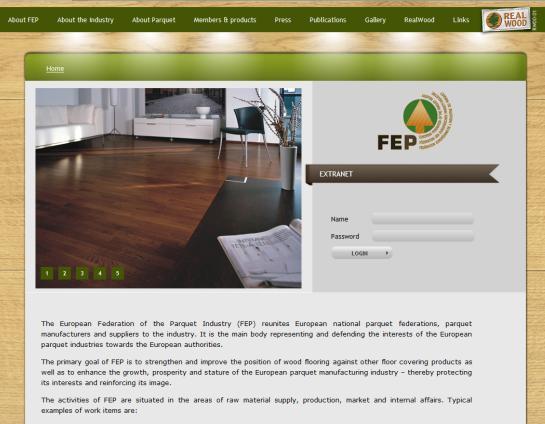 The Real Wood logo is supported by a related consumer-oriented website which stresses the advantages of wooden flooring in 9 languages: English,