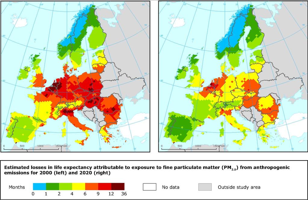 Air quality health effects Source: European Environment Agency (CAFE Program) 0.
