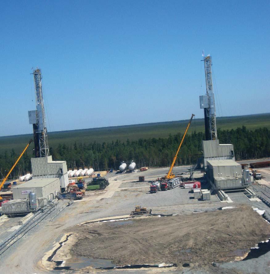 Tensar geogrid being installed at a drill pad in Western Siberia, Russia.