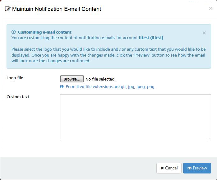 Sirius > Customise Email Content Customer email notifications can now be configured to include dual branding and customer text.