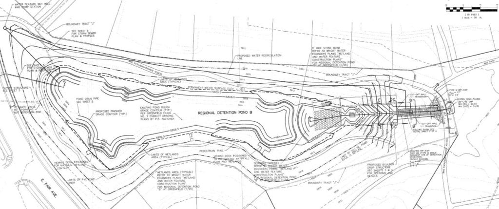 SECTION 3 Technical Memorandum: Evaluation of Sediment Forebay Berm The construction plans for Pond B show that it was designed to have a forebay at the north end of the pond (the main inlet), where