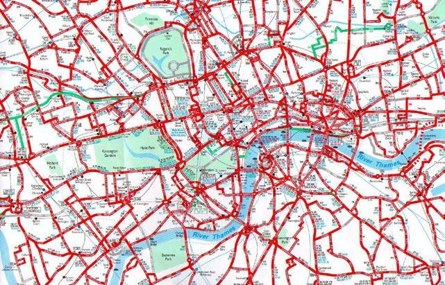 Fig. 10.3 This conventional map of bus routes in central London is quite difficult to read and understand. Image courtesy of Transport for London (TfL) Fig. 10.4 This spider map as used in Bradford (UK) provides a user-friendly view that allows customers to quickly understand how the system functions.