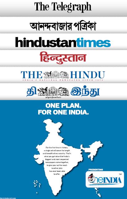 Power of alliance One India Alliance between 3 of the leading media groups in India ABP, HT and Hindu One India = 2 times the