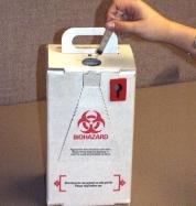 ANNEX 4: Syringe safety boxes Safety boxes (also known as sharps containers ) are puncture- and water-resistant containers for the safe and convenient disposal of used syringes and needles and other