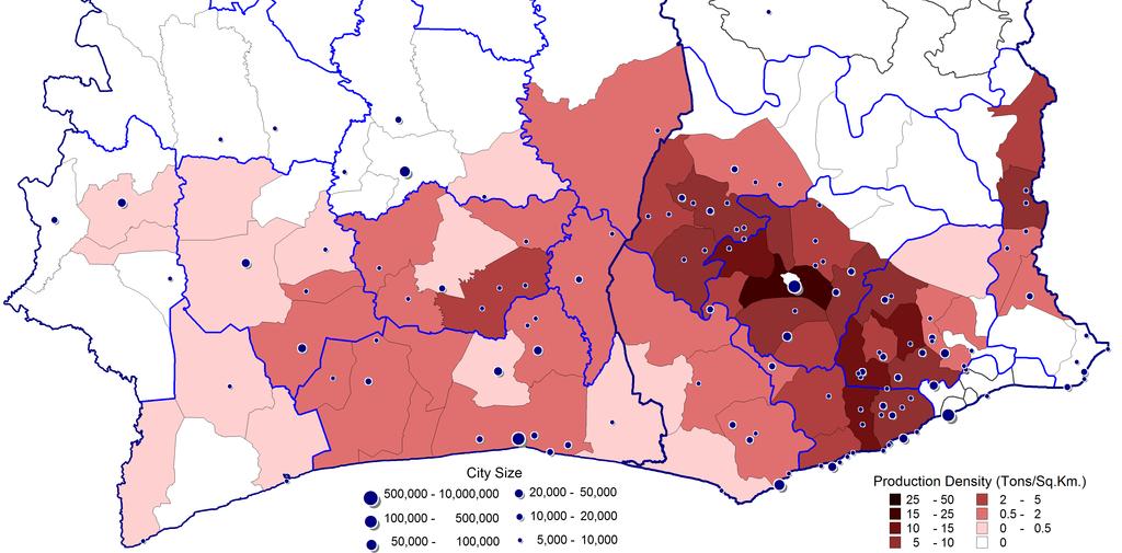Background and Data Mapping Figure: District Density of Cocoa