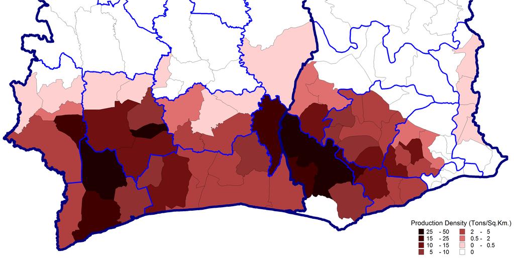 Background and Data Mapping Figure: District Density of Cocoa