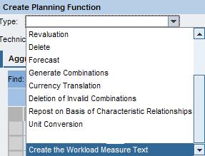 Our Planning Function Type created in Step 3 would be available in the drop down list