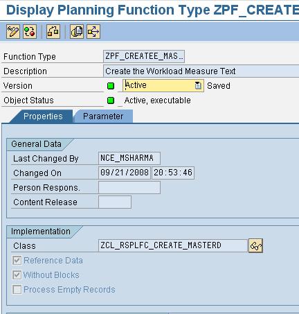 Step 3: Creation of Planning Function Type For creation of Planning Function Type execute the