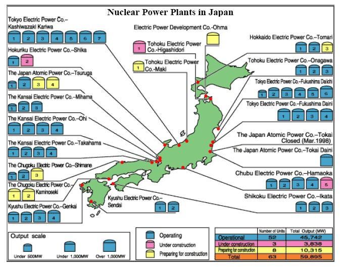 Location of Japan s nuclear power plants (2006) The latest temblor highlighted some fatal flaws in the old seismic design guidelines.