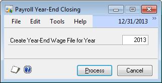 CHAPTER 4 PAYROLL YEAR-END PROCEDURES Creating the Year-End Wage file To ensure that information in the Year-End Wage file is correct, verify that you ve set up W-2 box and W-2 label settings within
