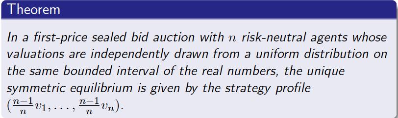 More tha two bidders Still, first-price auctions are not incentive compatible hence, unsurprisingly, not equivalent to second-price auctions proven using a similar