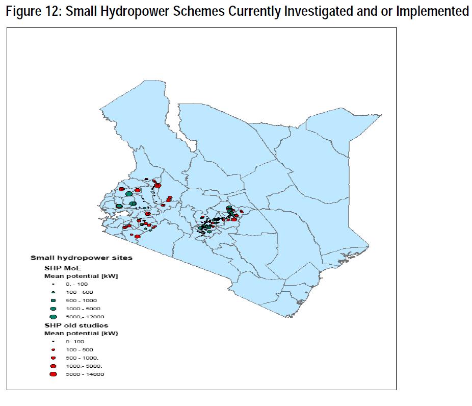 Figure 3 Small Hydropower schemes in Kenya Source: Kenya, Ministry of Energy 4 Notes: Schemes include currently investigated and or implemented.