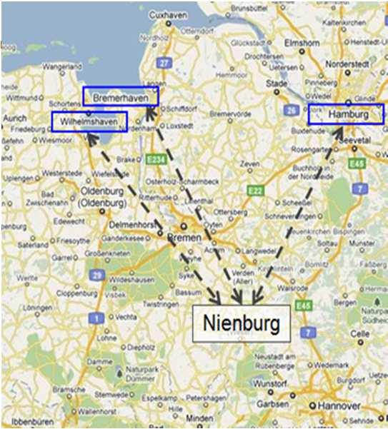the market concept (dry port components in Munich-Riem) Rail operation without Nienburg hub Rail