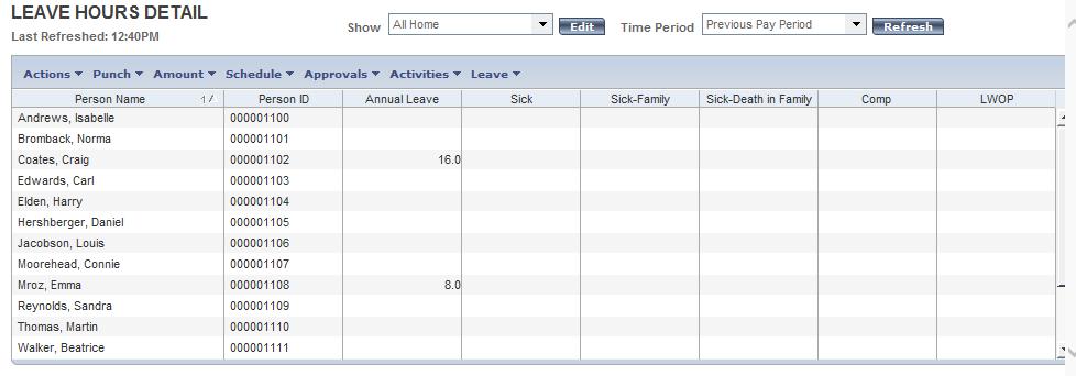 Viewing Your Employees Leave Supervisors can view their employees leave records through the Leave Hours Detail Genie.