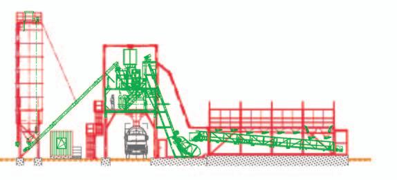 THE VERSIONS: IN-LINE SILO, WITH SKIP OR INCLINED BELT CONVEYOR. VERSION 1: IN-LINE SILO WITH SKIP If four or more types of aggregates are used, they can be stored in an in-line silo.