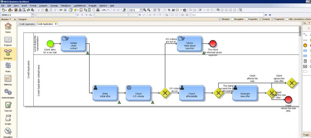 February 22, 2012 13 Enhancement of logical BPMN Model with Software Services in ARIS Engineer Marc Allen Engineer The Engineer uses the generated BPMN model to develop a
