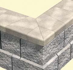 Using a power saw with a masonry blade, make 45 cuts in blocks A & A B B. Install the Block B and place on the C 6 in.