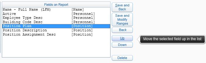 10. PUT CURSOR ON POSITION PLAN and SELECT Up to