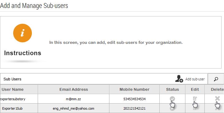 17 Figure 7: find Sub User Account *exporter view sub-users and controls the below options username Email