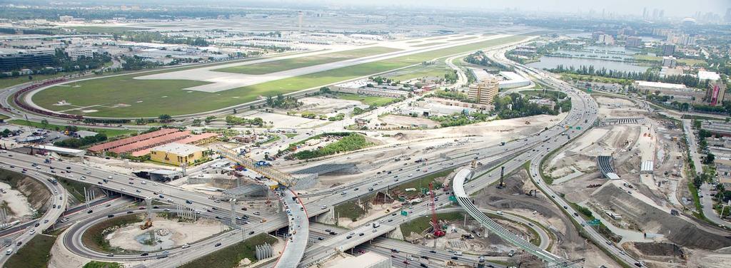 Design Challenges Vertical Restrictions- Interchange in the glide path for MIA runway 9-27 Constrains on maximum height of interchange Temporary traffic plans have to