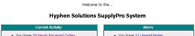 Navigating the Home Tab Introduction The Home tab is the application's default page, the first page you see each time you log into SupplyPro.