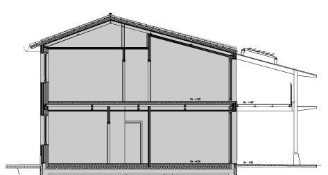 The West side has no openings and is characterized by a ventilated skin of timber slats to avoid summer overheating of the envelope. Figure 1 shows the plans and the cross section of the building.