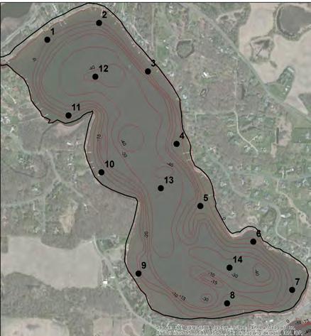 Methods APPENDIX A Lake Soil Survey: A total of 14 samples were collected from depths ranging from 5 to 40 feet. Location of sample sites is shown in Figure A1.