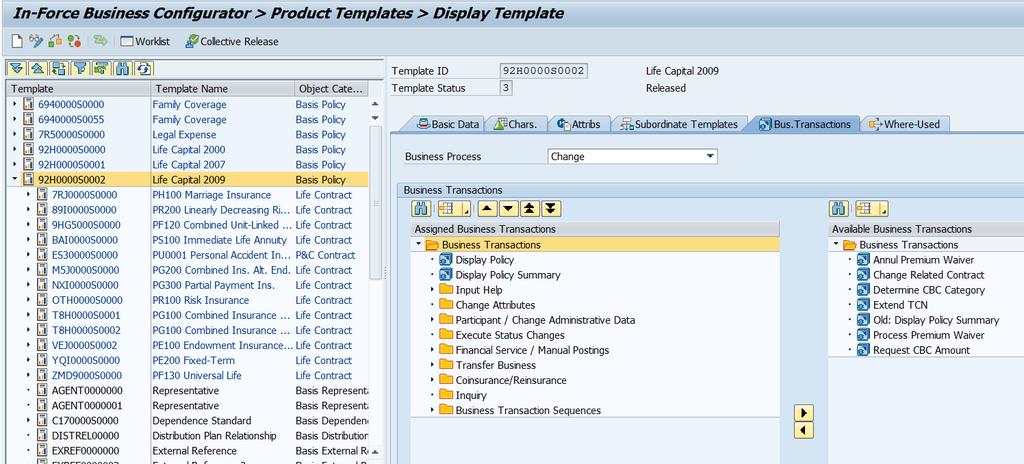 template only takes place on the main axes that are defined as relevant for coinsurance in the In-force Business Configurator (IFBC).