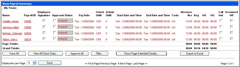 QUICK TOUR My Reminders (Advanced Filtering) Once filters have been created and enabled, the enabled filters will be applied to your team s payroll worked records at the defined interval.