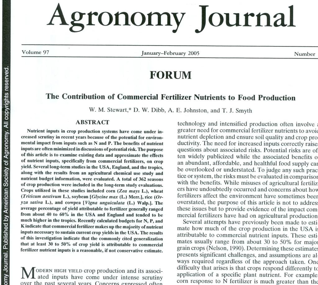 How much crop yield is attributable to fertilization?