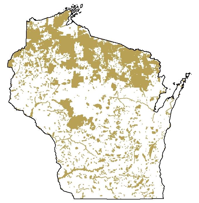 G.) Proximity to Public Lands: In Wisconsin, no single layer exists to represent public ownership, so shapefile was created by merging individual agency files (DNR Managed Lands (including ownership,