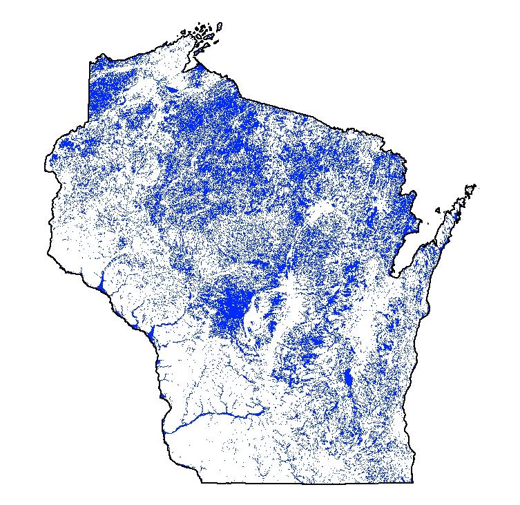 H.) Wetlands: Wisconsin Wetland Inventory (WWI) maps show graphic representations of the type, size and location of wetlands in Wisconsin.