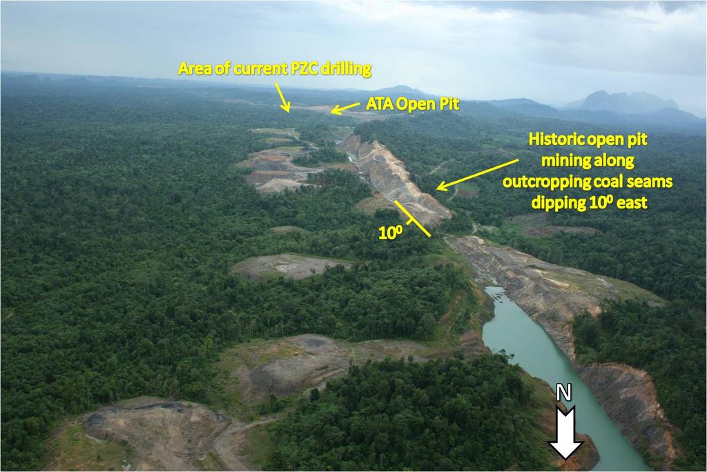 Figure 4 Outcropping coal has been mined from shallow open pits for a