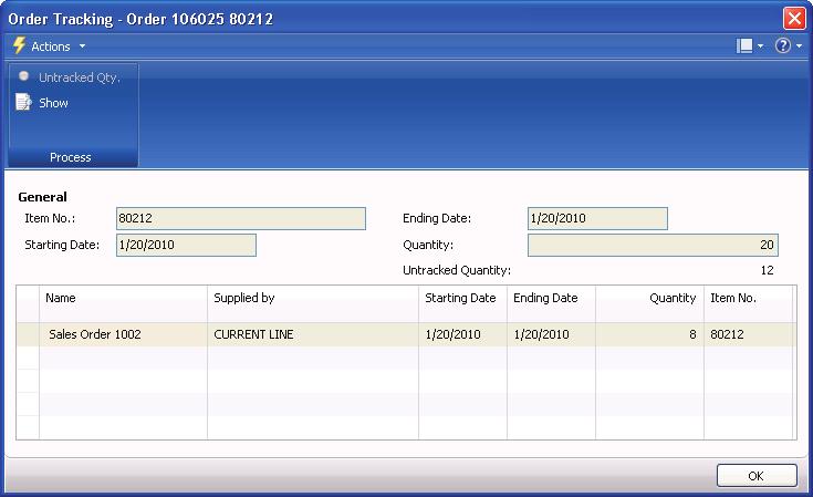 Inventory Management in Microsoft Dynamics NAV 2009 To ensure that the purchase order is linked to her sales order, Susan uses order tracking in the other direction: from the supply to the demand. 6.