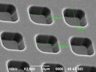 Figure 3.23: SEM micrographs of AZ mould and perforation. 3.4 Electrochemical Deposition Electrochemical deposition involves the reduction of metal ions from aqueous, organic, or fused-salt electrolytes.